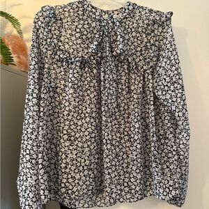 Floral Black and White Women's Top